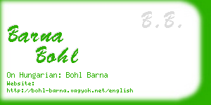 barna bohl business card